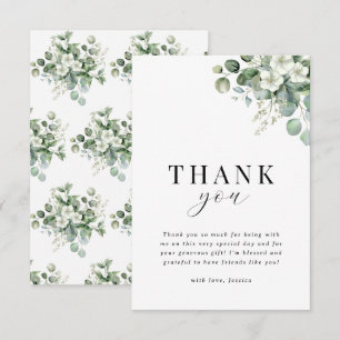 Carte De Remerciements Eau de Eucalyptus Blanc Fleurs Aquarelle Enterreme