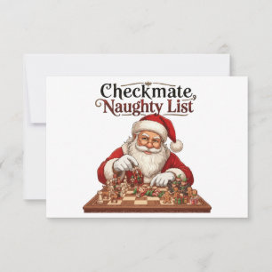Carte De Remerciements Échec et mat Liste Vilains Noël Père Noël Échecs