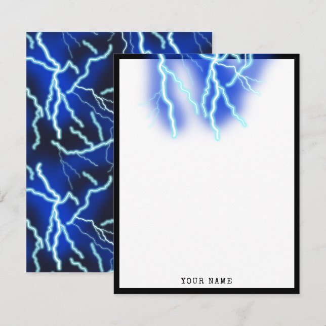 Carte De Remerciements Éclair Électricité Tonnerre Ciel nocturne (Devant / Derrière)