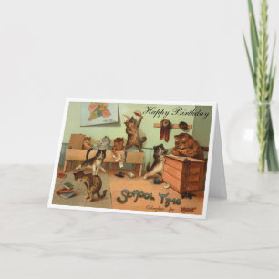Carte De Remerciements École drôle Chats anthropomorphes Joyeux Anniversa