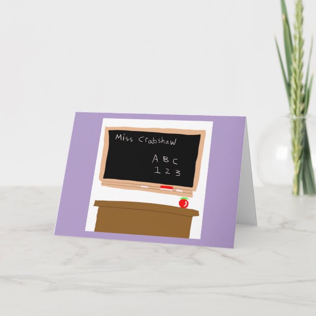 Carte De Remerciements École 🏫 Enseignante 👩‍🏫 Bureau (Devant)