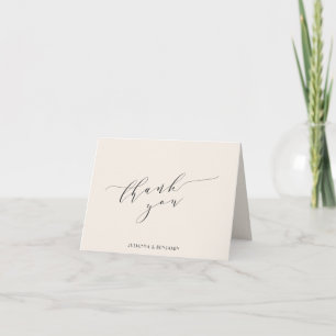 Carte De Remerciements Écriture calligraphique ivoire noir élégant déco p