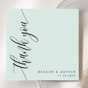 Carte De Remerciements Écriture Calligraphique Mariage Pastel Mint