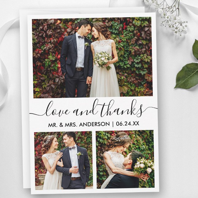 Carte De Remerciements Écriture calligraphique tendance moderne Mariage 3 (Customize to add text to back of card.)