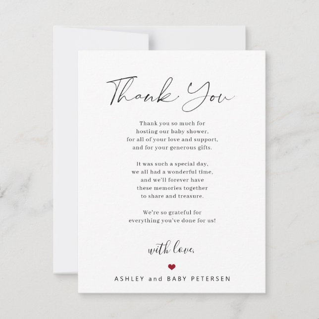 Carte De Remerciements Écriture de typographie simple moderne pour une ba (Devant)