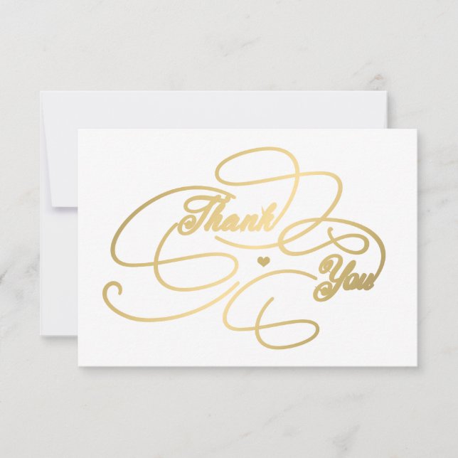 Carte De Remerciements Écriture dorée simple et élégante (Devant)