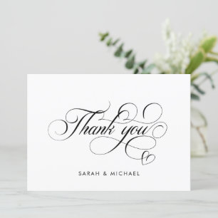 Carte De Remerciements Écriture élégante de calligraphie Noms de mariage 