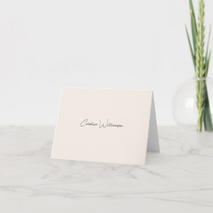 Carte De Remerciements Écriture élégante ivoire Nom personnalisé plié