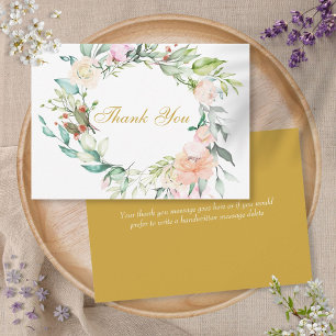 Carte De Remerciements Écriture Élégante Remerciements Aquarelle Roses Fl