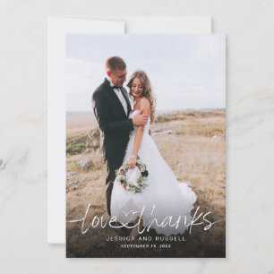 Carte De Remerciements Écriture manuscrite avec photos de cœur Mariage