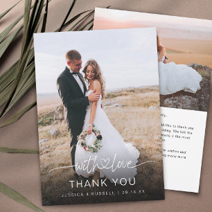 Carte De Remerciements Écriture manuscrite avec photos de cœur Mariage