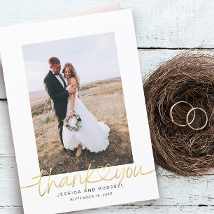 Carte De Remerciements Écriture manuscrite avec photos de cœur Mariage