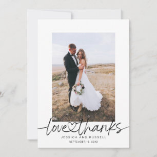 Carte De Remerciements Écriture manuscrite avec photos de cœur Mariage