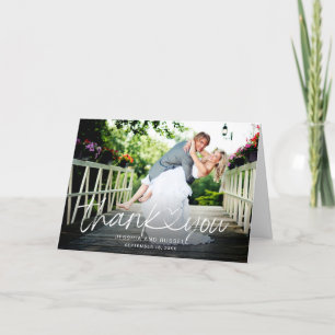 Carte De Remerciements Écriture manuscrite cœur photos mariage