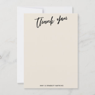 Carte De Remerciements Écriture manuscrite décontractée Crème de typograp