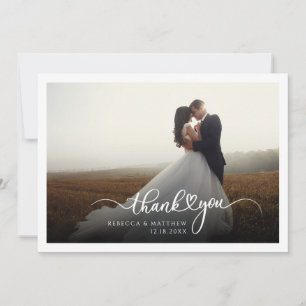 Carte De Remerciements Écriture manuscrite pour photo de mariage