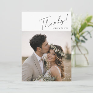 Carte De Remerciements Écriture Manuscrite Rustique pour Mariage en Photo