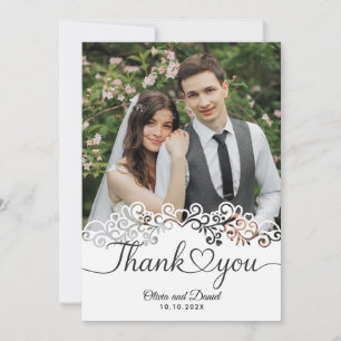 Carte De Remerciements Écriture Moderne Cœur Amour Mariage Appartement Me