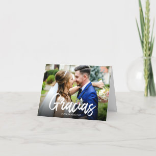 Carte De Remerciements Écriture stylée Gracias Mariage Photo de remerciem