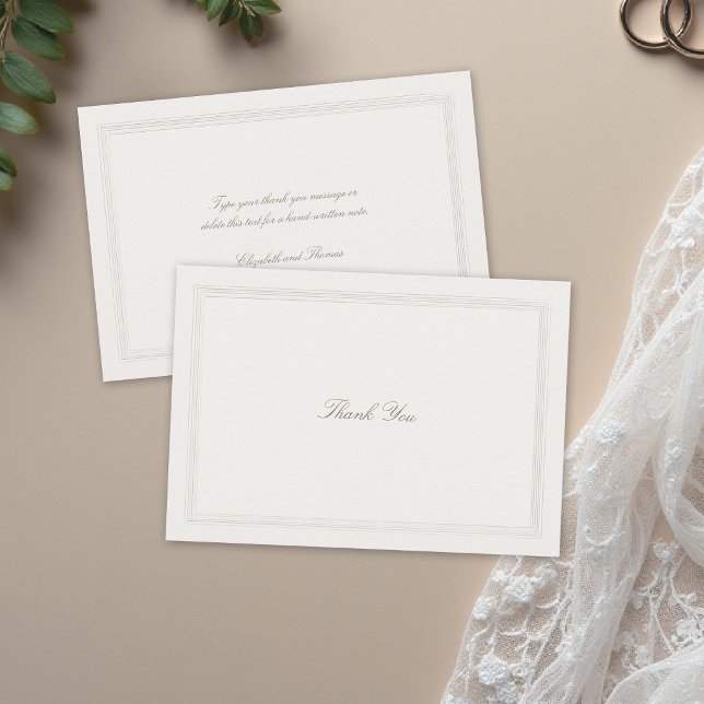 Carte De Remerciements Ecru Triple Formal Elegant Modern Classic Wedding (formal wedding thank you modern classic triple frame faux embossed black tie ecru traditional simple)