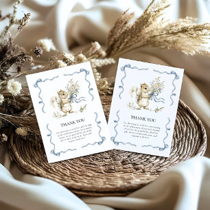 Carte De Remerciements Écureuil Bébé Ruban Bleu Aquarelle de Bois