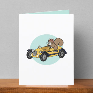 Carte De Remerciements Écureuil en Vintage course voiture vide