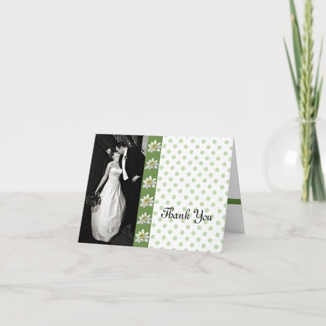 Carte De Remerciements Edelweiss and Polka Dots Photo Wedding Thank You (Devant)