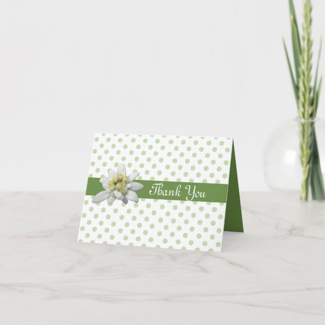 Carte De Remerciements Edelweiss and Polka Dots Wedding Thank You (Devant)