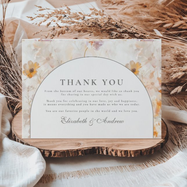 Carte De Remerciements Éditorial Mariage Champêtre (Créateur téléchargé)