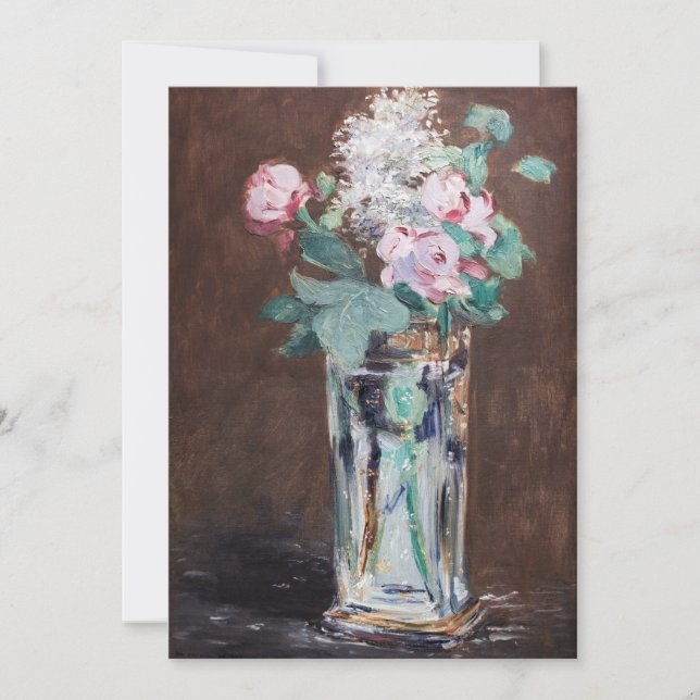 Carte De Remerciements Edouard Manet - Fleurs dans un Vase de Cristal (Devant)