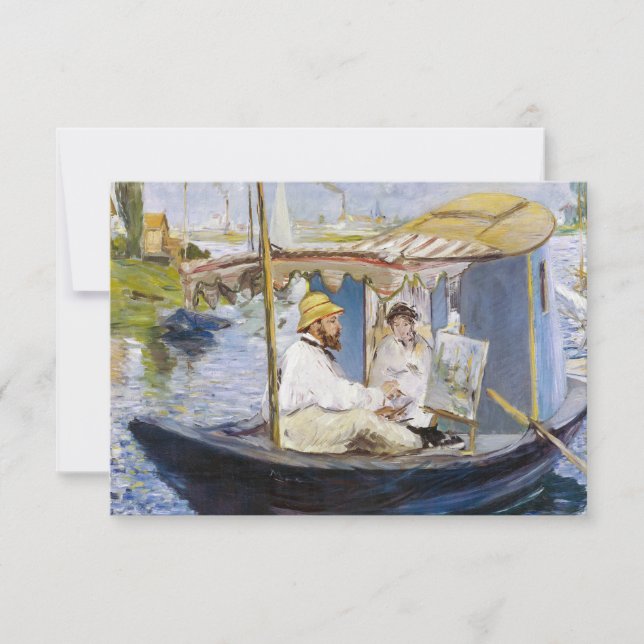 Carte De Remerciements Edouard Manet - Monet dans son bateau-atelier (Devant)