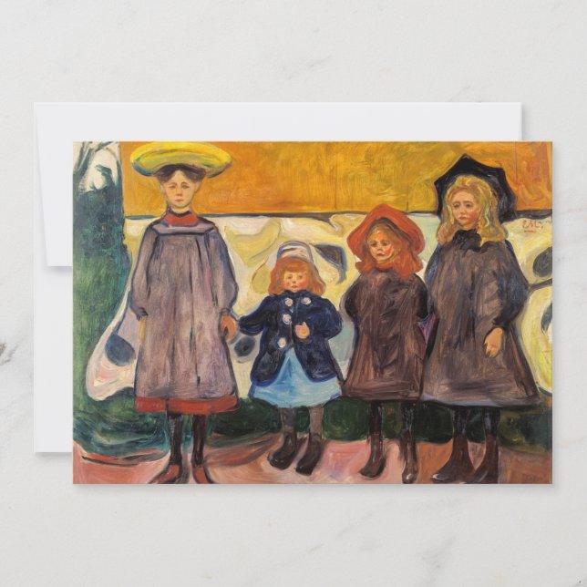Carte De Remerciements Edvard Munch - Quatre filles à Asgardstrand (Devant)