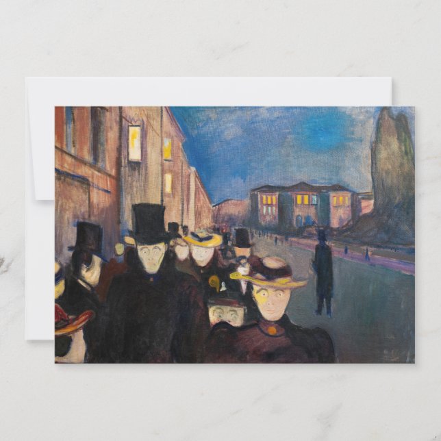 Carte De Remerciements Edvard Munch - Soirée sur Karl Johan Street (Devant)