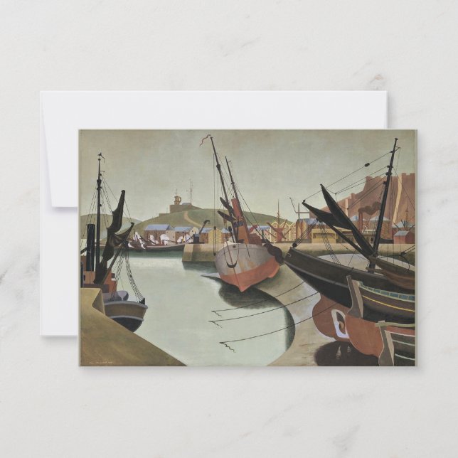 Carte De Remerciements Edward Wadsworth peinture, Seaport, (Devant)
