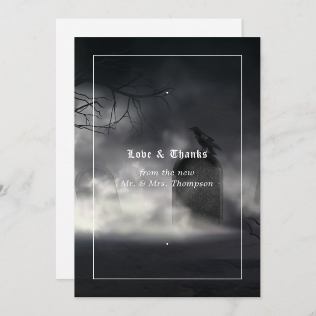 Carte De Remerciements Eerie Gothic Mariage (Devant / Derrière)