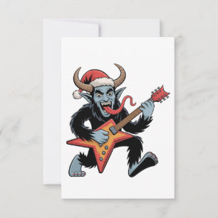 Carte De Remerciements Éffrayant Krampus Guitar Rock Electrique Noël
