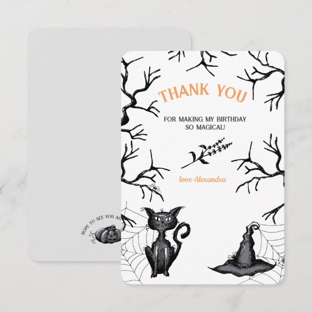 Carte De Remerciements Éffrayante Eclosion Halloween fête d'anniversaire (Devant / Derrière)