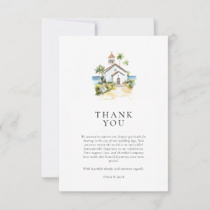 Carte De Remerciements Église catholique Mariage tropical