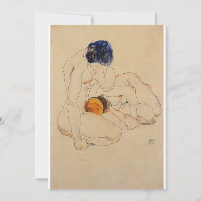 Carte De Remerciements Egon Schiele - Deux amis (Devant)