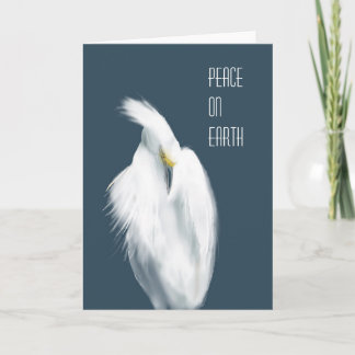 Carte De Remerciements Egret neigeux "Paix sur Terre"