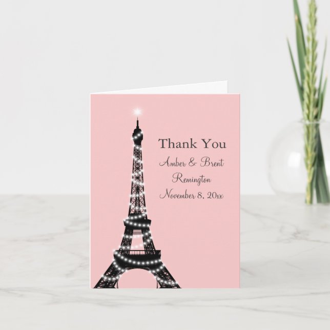 Carte De Remerciements Eiffel Tower Twinkles Thank You Card (pink) (Devant)