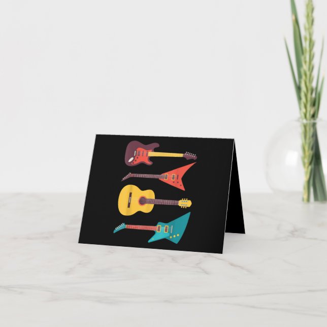 Carte De Remerciements Electric Guitar and Acoustic Guitar Musician Venin (Devant)