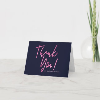 Carte De Remerciements Electric Love Neon Rose Typographie & Coeur