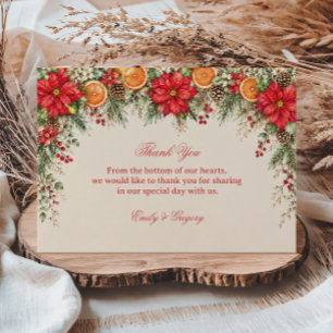 Carte De Remerciements Élégance Botanique hivernale de Verdure festive