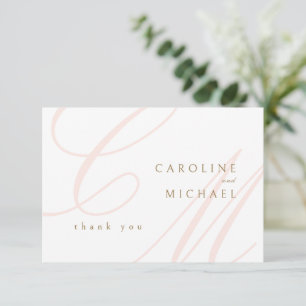 Carte De Remerciements Élégance Classique Calligraphie Monogramme Mariage