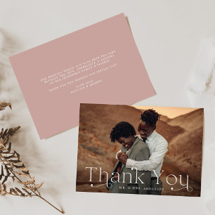 Carte De Remerciements Élégance classique Dusty Rose Mariage photo
