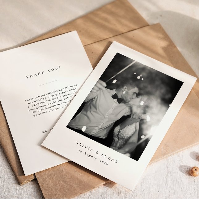 Carte De Remerciements Élégance classique Mariage noir et blanc (Créateur téléchargé)