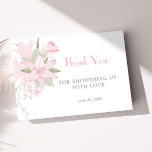 Carte De Remerciements Elégance Florale au Lys Rose Pâle