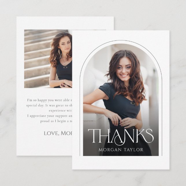 Carte De Remerciements Élégance minimale gracieuse Arc 2 - Diplôme photo (Devant / Derrière)