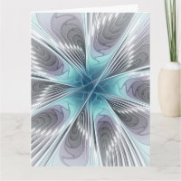 Élégance Moderne Fleur d'Art Fractal Bleu Gris Bla